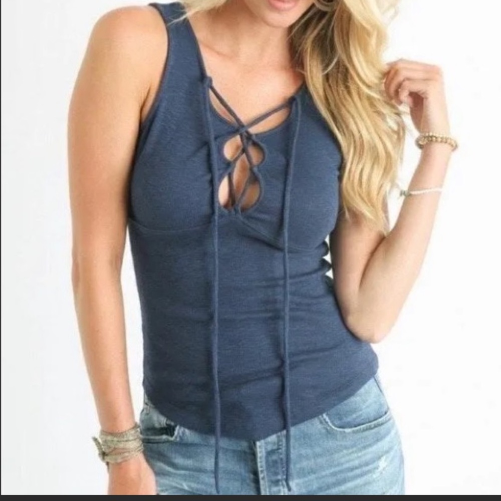 Free People tie me up front lace tank